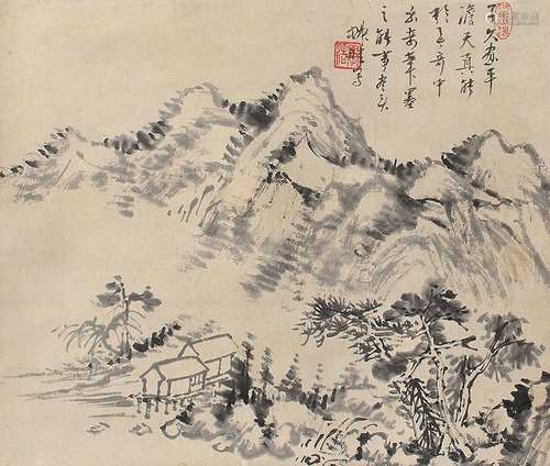 1754-1832 王学浩苍山松竹水墨纸本立轴