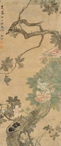 1669-1732 蒋庭锡芙蓉江上秋风冷设色纸本镜框