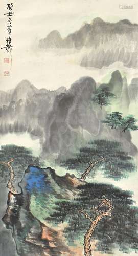 1910-1997 谢稚柳山水设色纸本立轴