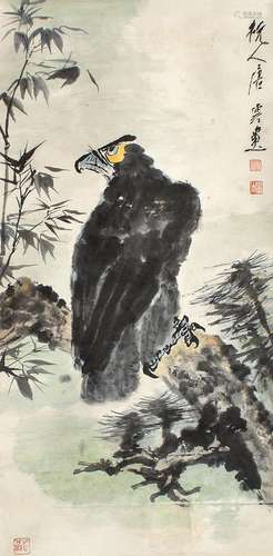 1910-1993 唐云松鹰设色纸本立轴