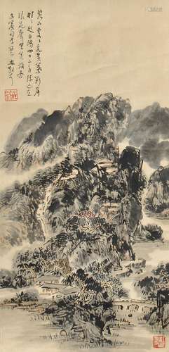 1898-1989 林散之山水设色纸本立轴