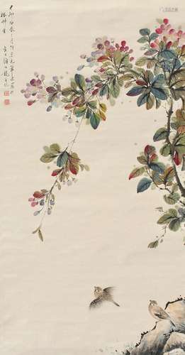 1898-1955 颜伯龙花鸟设色纸本立轴