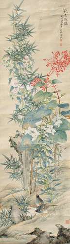 1878-1926 金城花鸟设色纸本立轴