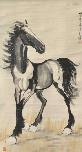 1895-1953 徐悲鸿骏马图设色纸本立轴