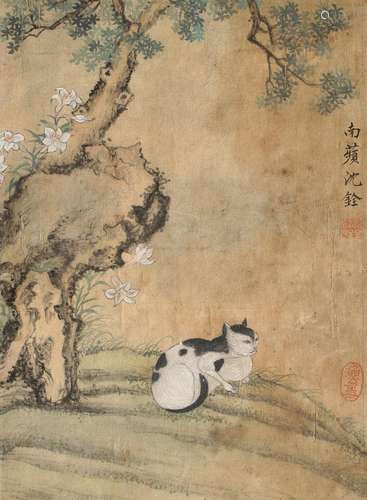 1682-1760 沈铨猫设色纸本镜片