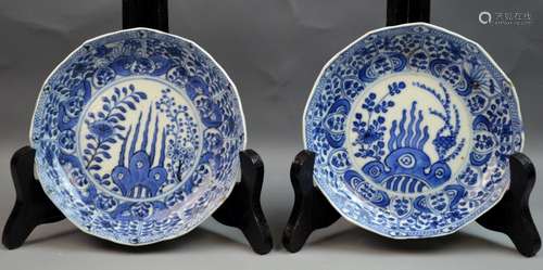 Pair of Chinese Blue and White Porcelain Plates