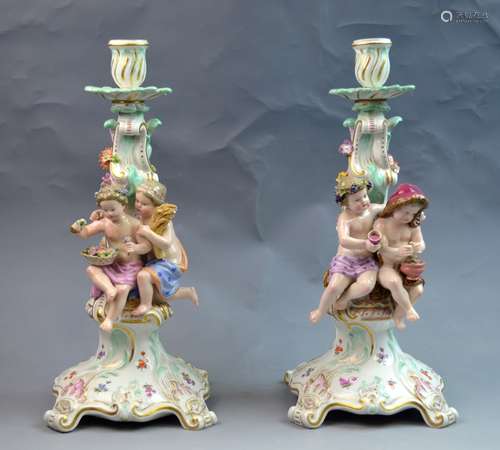 Pair of Meissen Candle Sticks