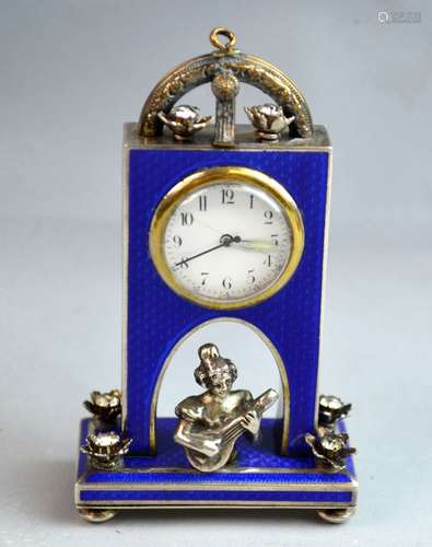 19th C. French Silver & Enamel Miniature Watch