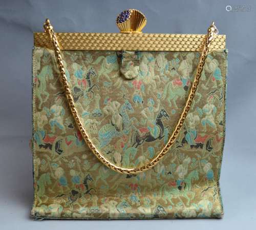 Cartier Gold&Turquoise Evening Bag Sapphire Clasp