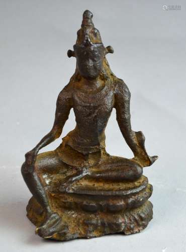 Indian Bronze Seated Buddha Figure