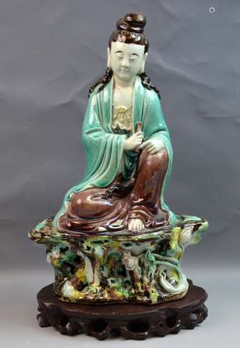 Chinese Glazed Pottery Figure of Guanyin