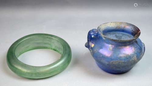 Two Glass Vase and Bangle