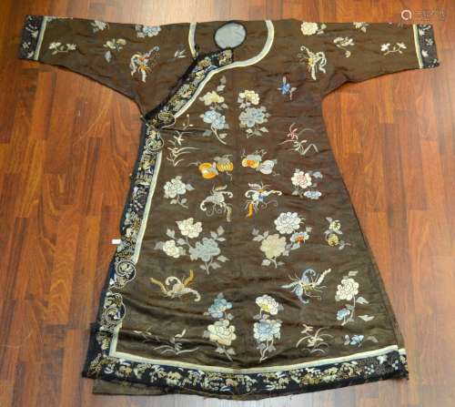 Chinese Embroidery Robe in Brown Color
