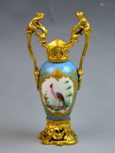 18th C. Small Bronze Mounted Serve Vase
