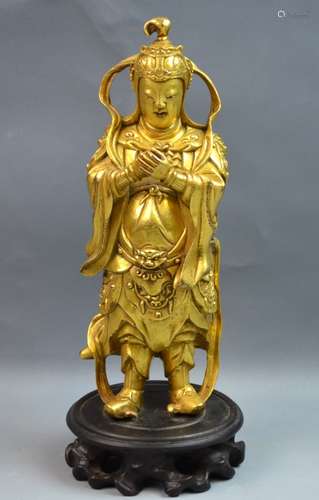 Chinese Bronze Gilt Heavenly King Statue