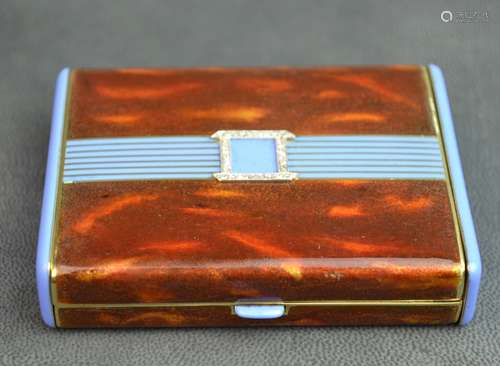 Art Deco Enamel & Gold Vanity Case