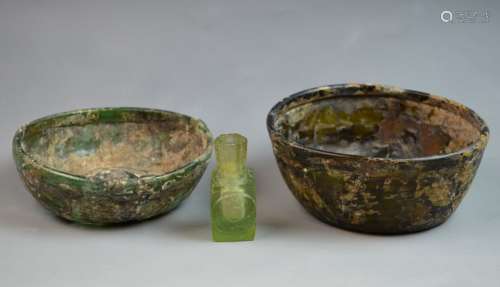 Three Pieces of 12 Century AD Ancient Glasses