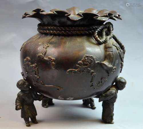 Finely Decorated Japanese 19th C. Bronze Censer