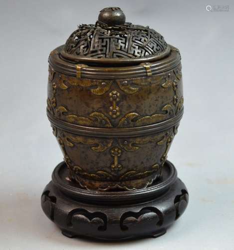 Japanese Mixed Metal Censer with Silver Top