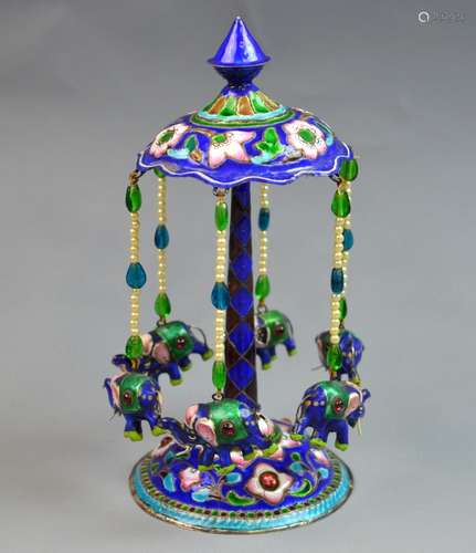 Indian Silver & Enamel Centerpiece