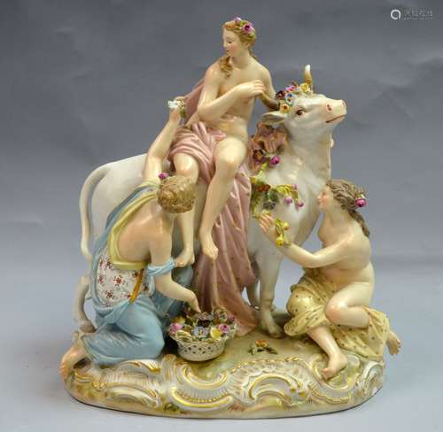 Meissen Group Nude and Bull