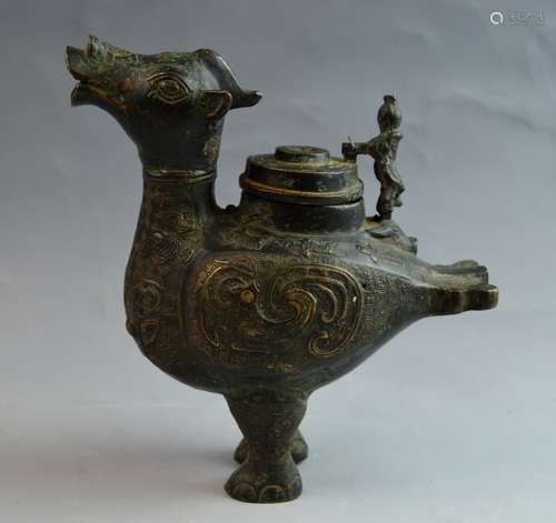 Chinese 18-19th Century Bronze Hen