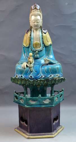 Chinese Glazed Pottery Figure of Guanyin