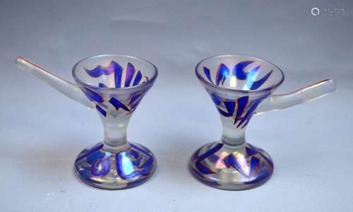 2 Glass Enameled Cups for Islamic Market