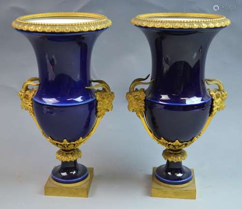 Pair of 19th Century Sevres Bronze Mounted Vases