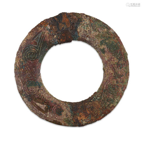 ARCHAIC BRONZE DISC WARRING STATES OR LATER