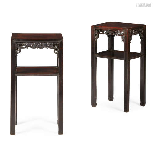 PAIR OF HARDWOOD STANDS QING DYNASTY, LATE 19TH CENTURY