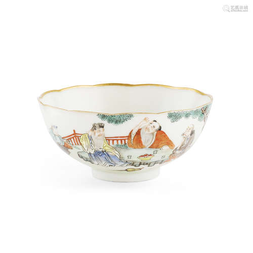 FAMILLE ROSE 'IMMORTALS' BOWL JIAQING MARK AND OF THE PERIOD