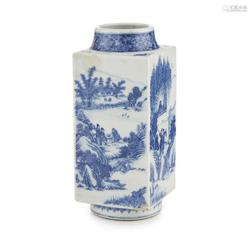 BLUE AND WHITE 'THE STORY OF THE WESTERN WING' CONG VASE YONGZHENG MARK BUT LATER