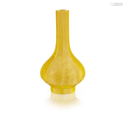 YELLOW GLASS OCTAGONAL BALUSTER VASE QIANLONG FOUR CHARACTER MARK AND POSSIBLY OF THE PERIOD