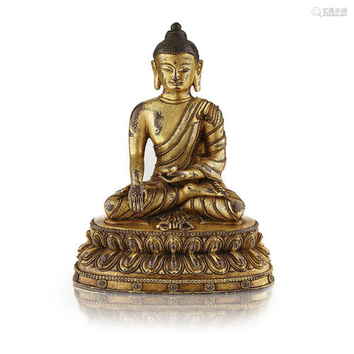 GILT-BRONZE SHAKYAMUNI BUDDHA QING DYNASTY, 18TH/19TH CENTURY