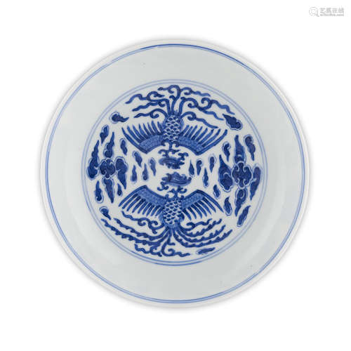 BLUE AND WHITE 'PHOENIX' SAUCER DISH GUANGXU MARK AND OF THE PERIOD