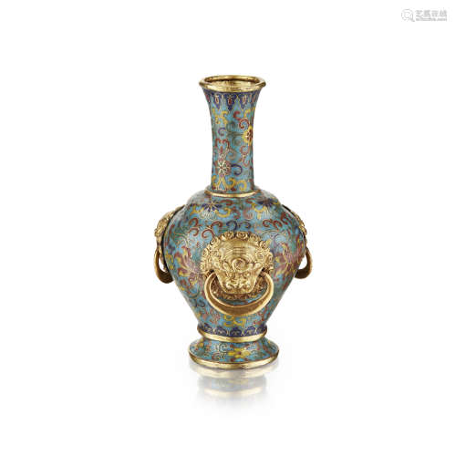 FINE SMALL CLOISONNÉ ENAMEL VASE QIANLONG SIX-CHARACTER MARK AND OF THE PERIOD