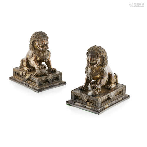 PAIR OF IMPRESSIVE BRONZE BUDDHIST LIONS QING DYNASTY, 19TH CENTURY