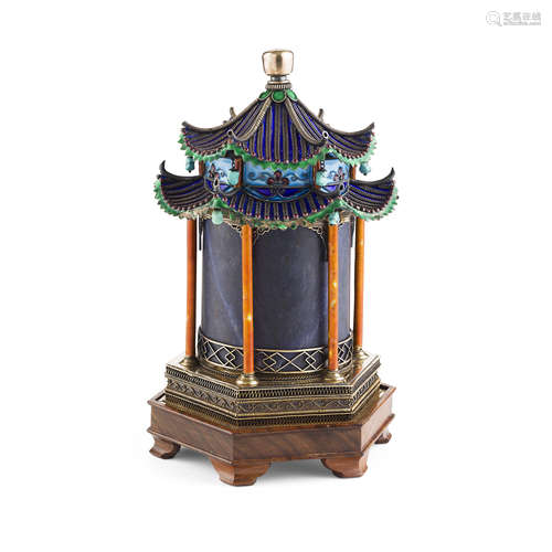 ENAMELLED AND EMBELLISHED SILVER MODEL OF A TEMPLE LATE 19TH/EARLY 20TH CENTURY