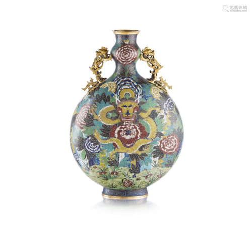 LARGE CLOISONNÉ ENAMEL MOON FLASK JIAQING PERIOD