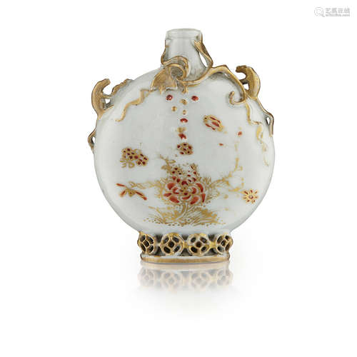 RELIEF-MOULDED AND GILT-DECORATED PORCELAIN SNUFF BOTTLE YONGZHENG PERIOD