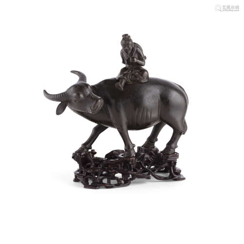 BRONZE WATER BUFFALO CENSER MING DYNASTY OR LATER