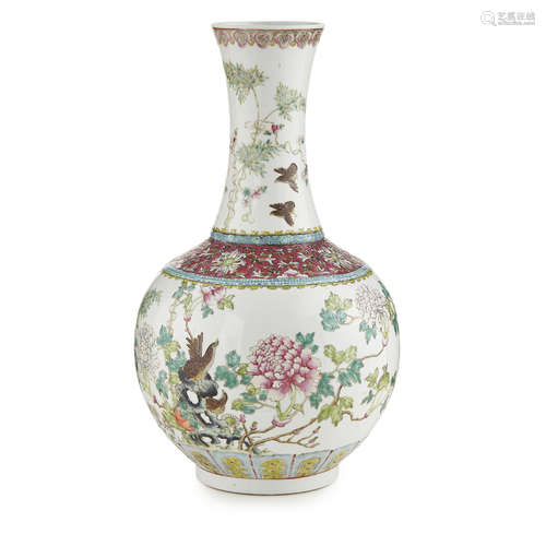 FAMILLE ROSE BOTTLE VASE HONGXIAN MARK AND OF THE PERIOD