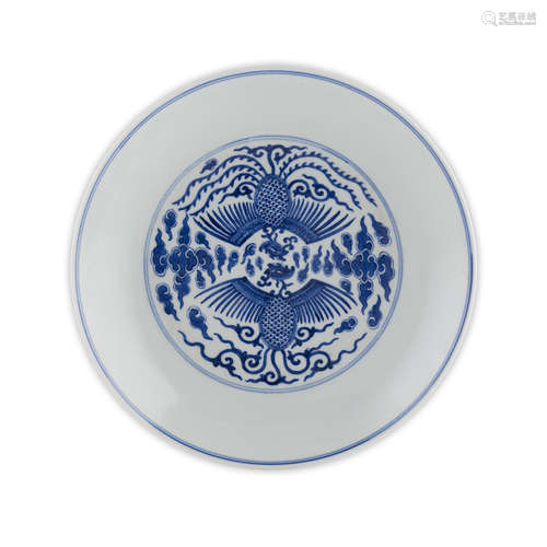 BLUE AND WHITE 'PHOENIX' DISH GUANGXU MARK AND OF THE PERIOD