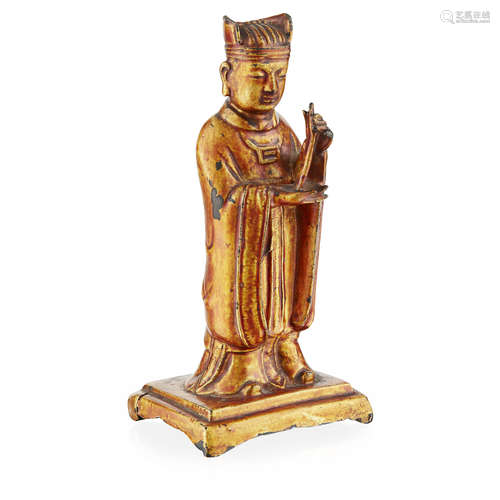 GILT BRONZE FIGURE OF AN OFFICIAL MING DYNASTY