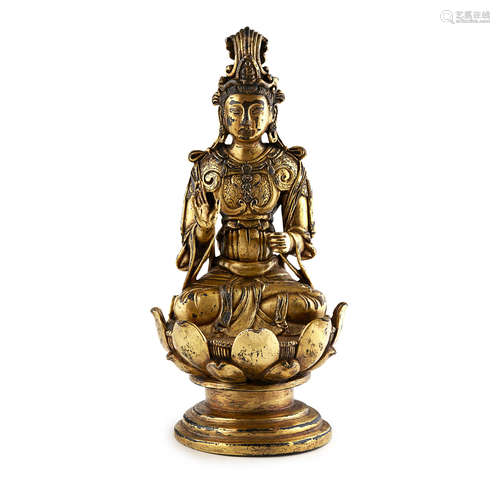 GILT BRONZE FIGURE OF GUANYIN QING DYNASTY, 17TH/18TH CENTURY