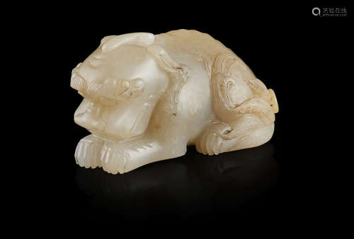 PALE CELADON JADE CARVING OF A BIXIE QING DYNASTY, 18TH/19TH CENTURY