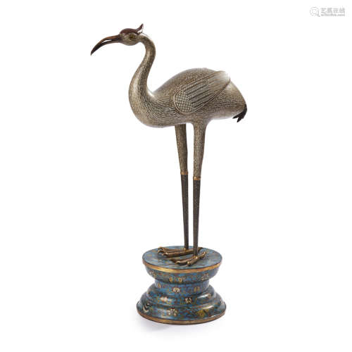 CLOISONNÉ ENAMEL CRANE LATE 18TH/EARLY 19TH CENTURY