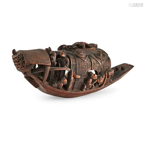 WOOD CARVING OF A BOAT