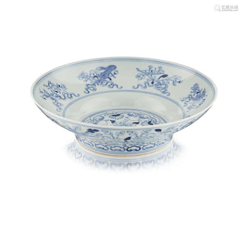 BLUE AND WHITE 'BAJIXIANG' DISH QIANLONG MARK AND OF THE PERIOD